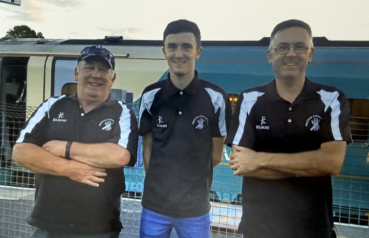 Graham Charles with grandson Tom and son-in-law Mark Pritchard en route to a match in Cardiff